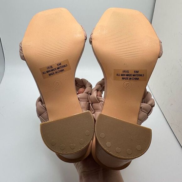 CUSHIONAIRE Technology Women's Iris braided Heel Sandal +Memory Foam 6 BLUSH - Picture 5 of 7